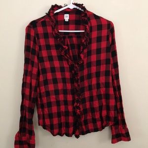 GAP buffalo check ruffle flannel size medium